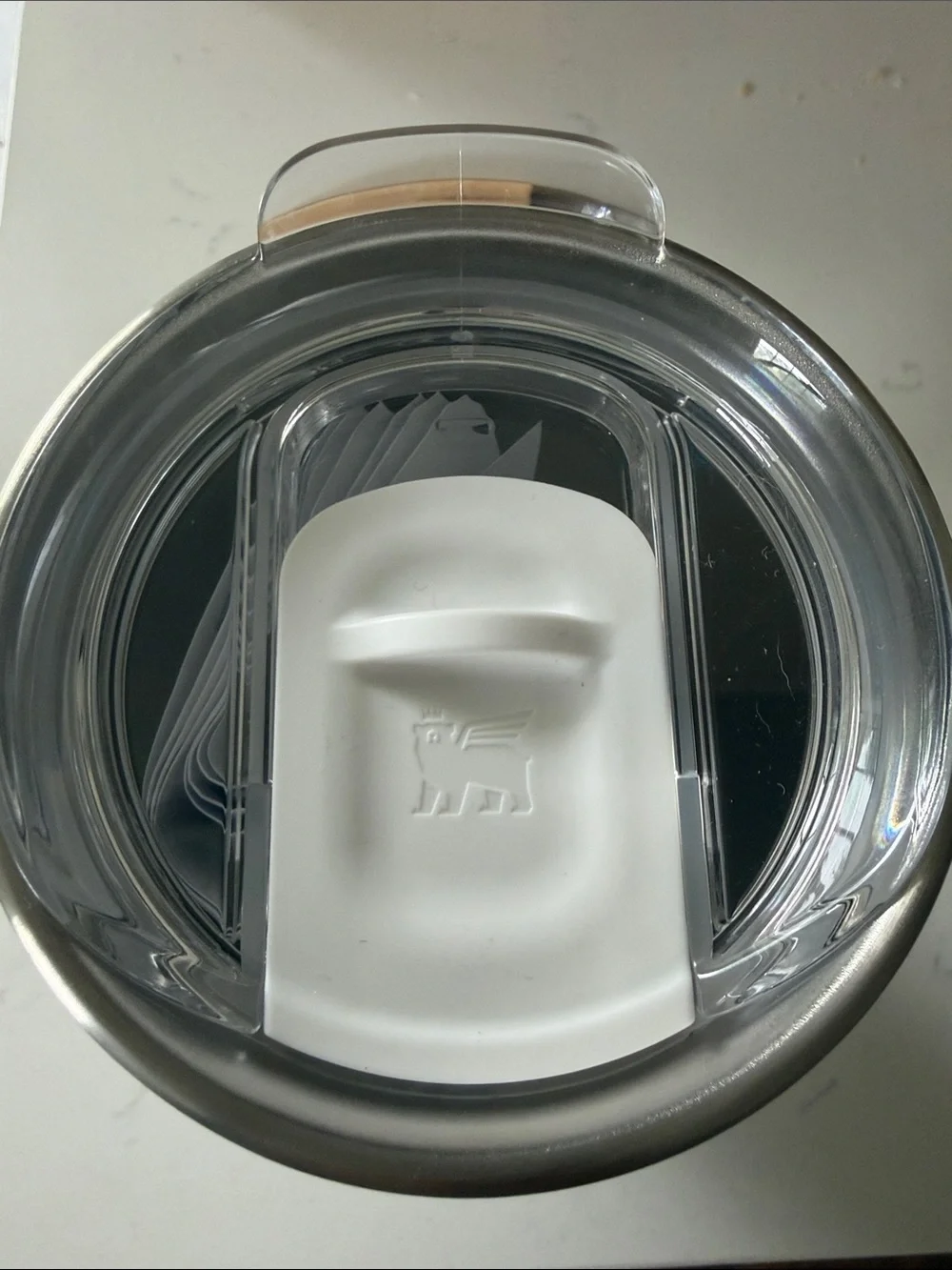 Stanley White Tumbler with Red & Blue Star Accents